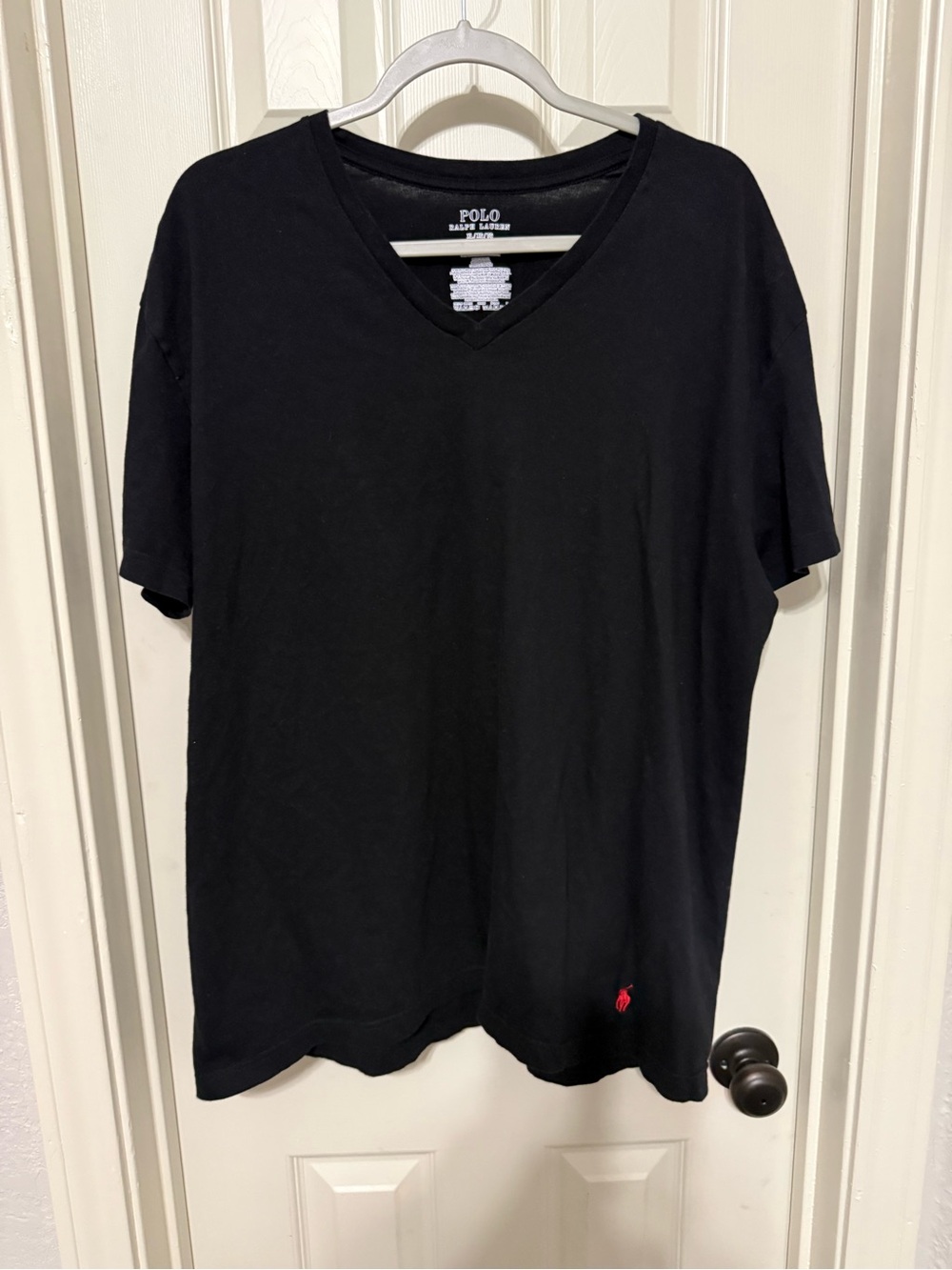 Polo by Ralph Lauren Black V-Neck Polo Shirt with Red Pony